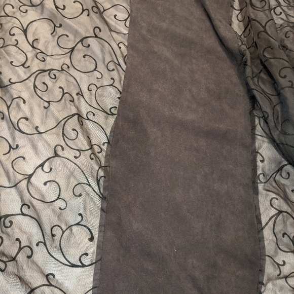 Black Sheer and Faux Suede Curtains 2 Panels - Picture 2 of 3